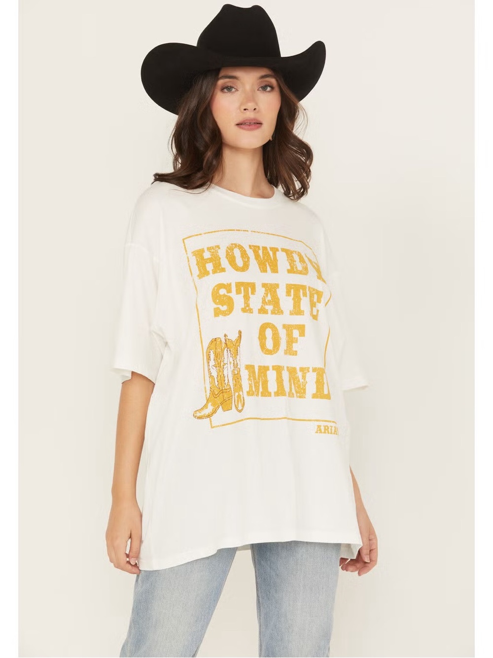 Ariat Howdy State of Mind Western Cream Oversized Tee XL